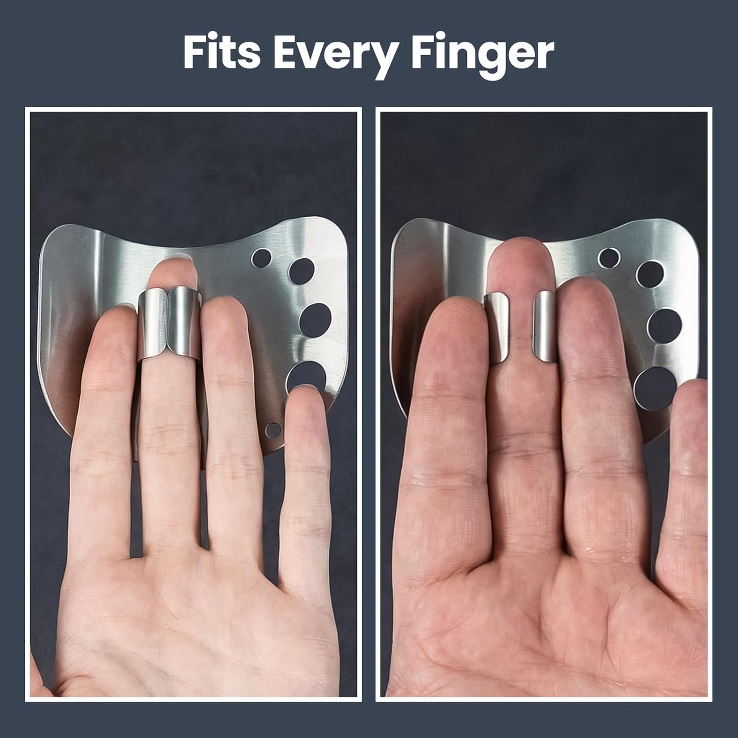 Finger Guards for Cutting Food, Protects Women’s Fingers and Nails, Ideal Gift for Her, Mom or Wife, 2 Stainless Steel Finger Protectors with Herb Stripper, Adjustable Size