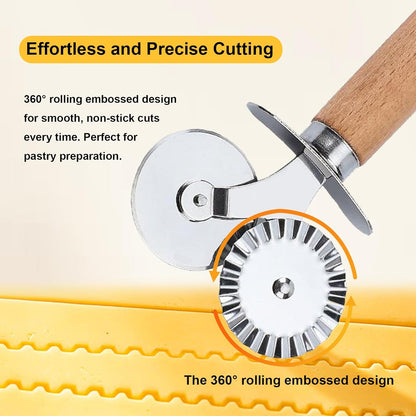 Pastry Double Cutter Wheel,2 Pack Pasta Cutter Wheel,Dual-Head Baking Tool for Home and Kitchen Use,Ravioli Cutter