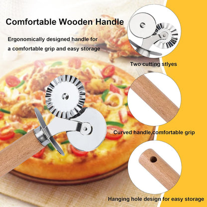 Pastry Double Cutter Wheel,2 Pack Pasta Cutter Wheel,Dual-Head Baking Tool for Home and Kitchen Use,Ravioli Cutter