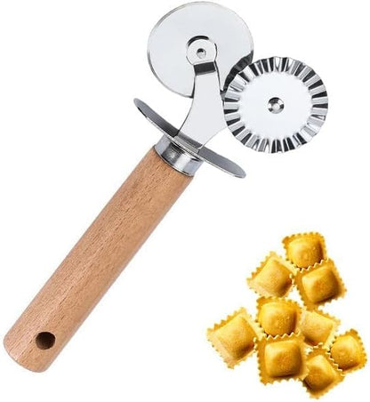 Pastry Double Cutter Wheel,2 Pack Pasta Cutter Wheel,Dual-Head Baking Tool for Home and Kitchen Use,Ravioli Cutter