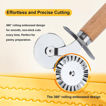 Pastry Double Cutter Wheel,2 Pack Pasta Cutter Wheel,Dual-Head Baking Tool for Home and Kitchen Use,Ravioli Cutter