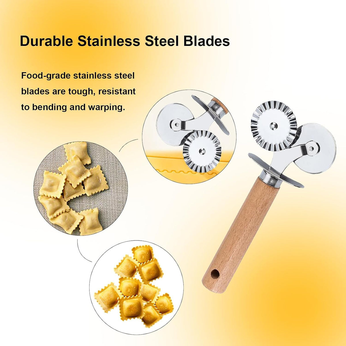 Pastry Double Cutter Wheel,2 Pack Pasta Cutter Wheel,Dual-Head Baking Tool for Home and Kitchen Use,Ravioli Cutter