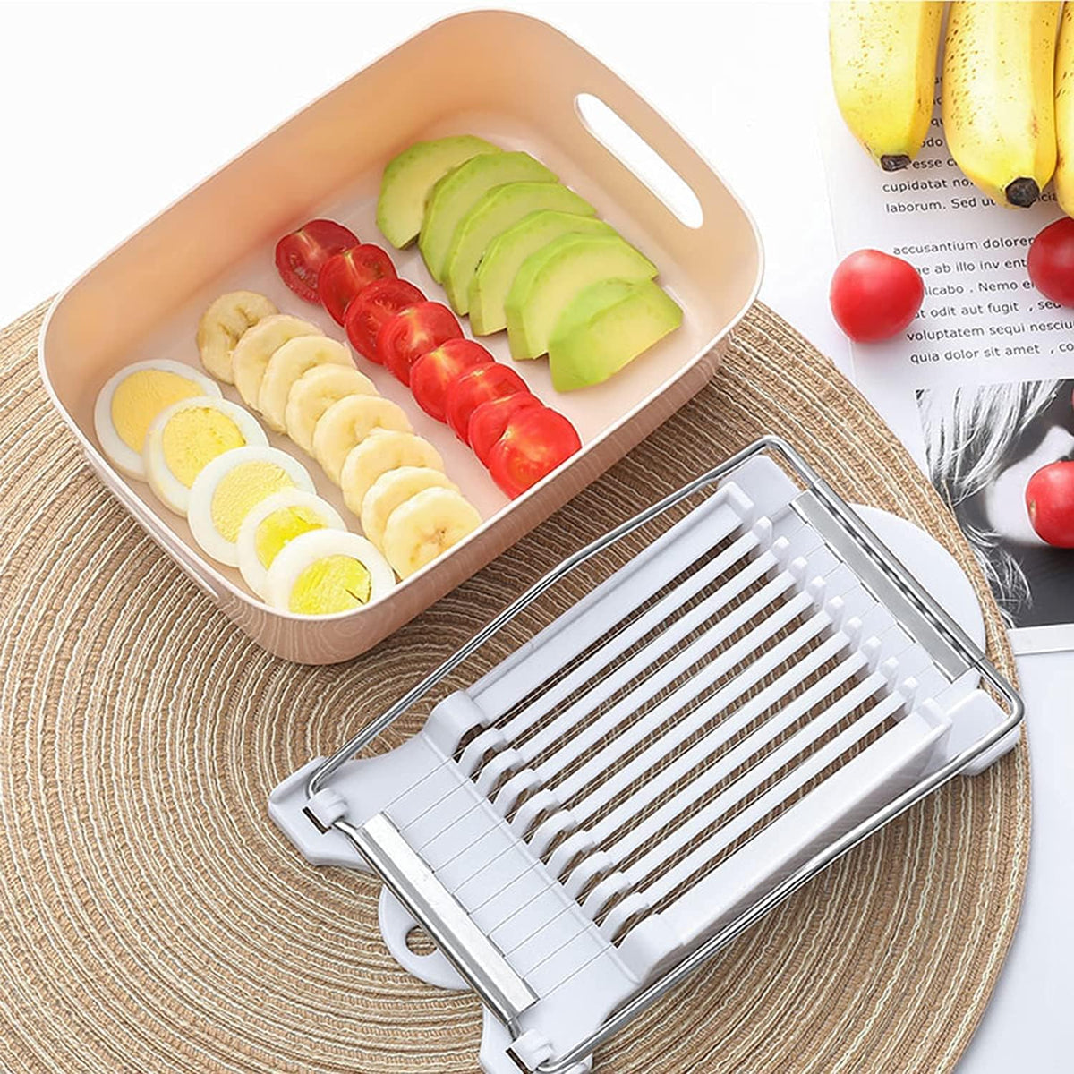 Luncheon Meat Spam Slicer,Egg Cutter,Multi-Purpose Kitchen Tool for,Bananas, Avocados,Vegetables Dishwasher Safe, Rust-Resistant Food Prep Accessories (Only Suits Soft Cheese,No Bony Foods)