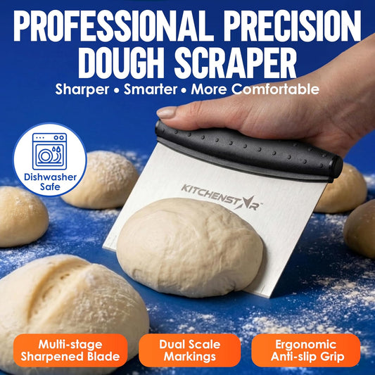 Dough Scraper 6-inch, Stainless Steel Bench Scraper with Measurement Markings & Non-Slip Handle, Pastry Cutter for Bread, Pizza & Vegetables, Dishwasher Safe