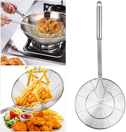 Spider Strainer Skimmer, Stainless Steel Asian Strainer Ladle Frying Spoon with Handle for Kitchen Deep Fryer, Pasta, Spaghetti, Noodle, 5.5 Inch