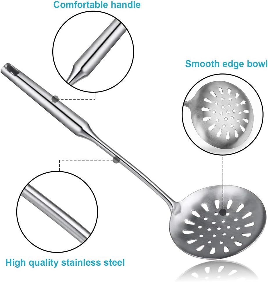 Spider Strainer Skimmer, Stainless Steel Asian Strainer Ladle Frying Spoon with Handle for Kitchen Deep Fryer, Pasta, Spaghetti, Noodle, 5.5 Inch