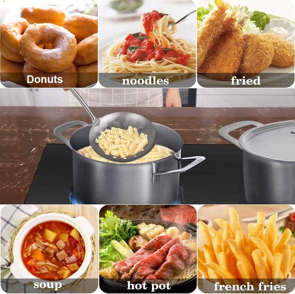 Spider Strainer Skimmer, Stainless Steel Asian Strainer Ladle Frying Spoon with Handle for Kitchen Deep Fryer, Pasta, Spaghetti, Noodle, 5.5 Inch