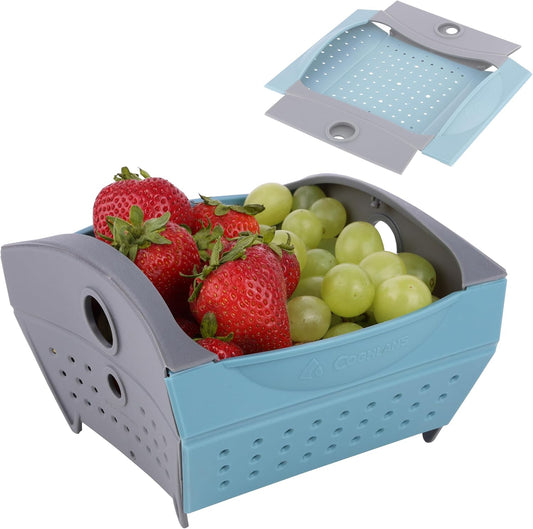 Snapfold Mini Colander – 1-Quart (.95 L) Compact, Collapsible Strainer for Pasta, Vegetables, Fruit, Space-Saving, Self-Standing with Handles, for Camping and Outdoor Kitchens, Mini Size