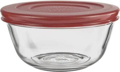 91858 Glass Mixing Bowls with Lids, Cherry, 4 Quart (Set of 2)