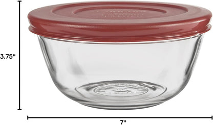91858 Glass Mixing Bowls with Lids, Cherry, 4 Quart (Set of 2)