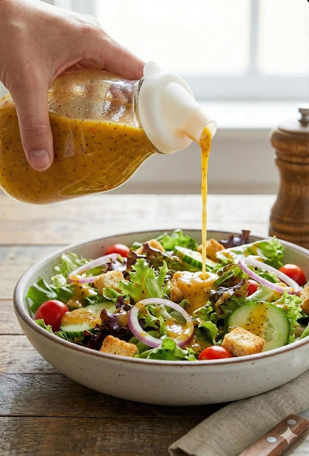 16oz Salad Dressing Shaker Bottle – Glass Bottle Salad Dressing Dispenser Container with Tamper-Proof Lid – Salad Dressing Container
