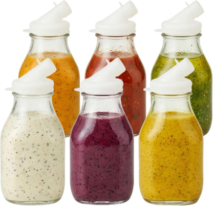 16oz Salad Dressing Shaker Bottle – Glass Bottle Salad Dressing Dispenser Container with Tamper-Proof Lid – Salad Dressing Container