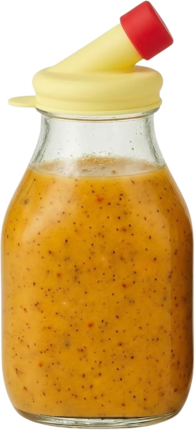 16oz Salad Dressing Shaker Bottle – Glass Bottle Salad Dressing Dispenser Container with Tamper-Proof Lid – Salad Dressing Container