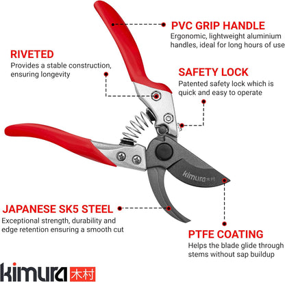 ® 8" Pro Pruning Scissors, Premium Japanese SK5 Hi-Carbon Steel Blades, Non-Slip Vinyl Coated Handles, Lightweight & Ergonomic, Multi-Tasking Pruning Shears, Garden Snips, Precision Clippers