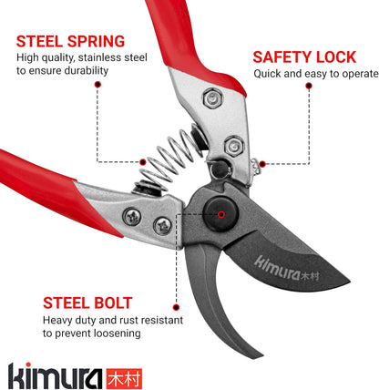 ® 8" Pro Pruning Scissors, Premium Japanese SK5 Hi-Carbon Steel Blades, Non-Slip Vinyl Coated Handles, Lightweight & Ergonomic, Multi-Tasking Pruning Shears, Garden Snips, Precision Clippers