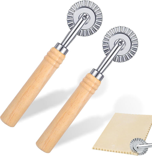 2PCS Fluted Pastry Wheel Cutter, Pastry Cutter Wheel Stainless Steel