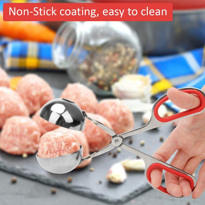Meatball Maker, 2PCS None-stick Meatball Scoop Ball Maker with Detachable Anti-Slip Handles, Stainless Steel Meat Baller Cake Pop Scoop for Kitchen (1.38"&1.78")