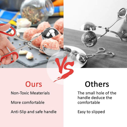 Meatball Maker, 2PCS None-stick Meatball Scoop Ball Maker with Detachable Anti-Slip Handles, Stainless Steel Meat Baller Cake Pop Scoop for Kitchen (1.38"&1.78")