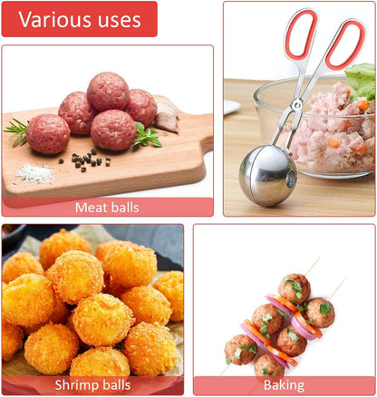 Meatball Maker, 2PCS None-stick Meatball Scoop Ball Maker with Detachable Anti-Slip Handles, Stainless Steel Meat Baller Cake Pop Scoop for Kitchen (1.38"&1.78")