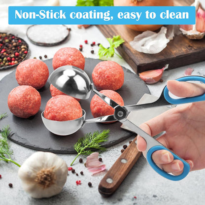 Meatball Maker, 2PCS None-stick Meatball Scoop Ball Maker with Detachable Anti-Slip Handles, Stainless Steel Meat Baller Cake Pop Scoop for Kitchen (1.38"&1.78")
