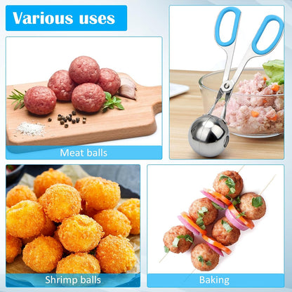Meatball Maker, 2PCS None-stick Meatball Scoop Ball Maker with Detachable Anti-Slip Handles, Stainless Steel Meat Baller Cake Pop Scoop for Kitchen (1.38"&1.78")