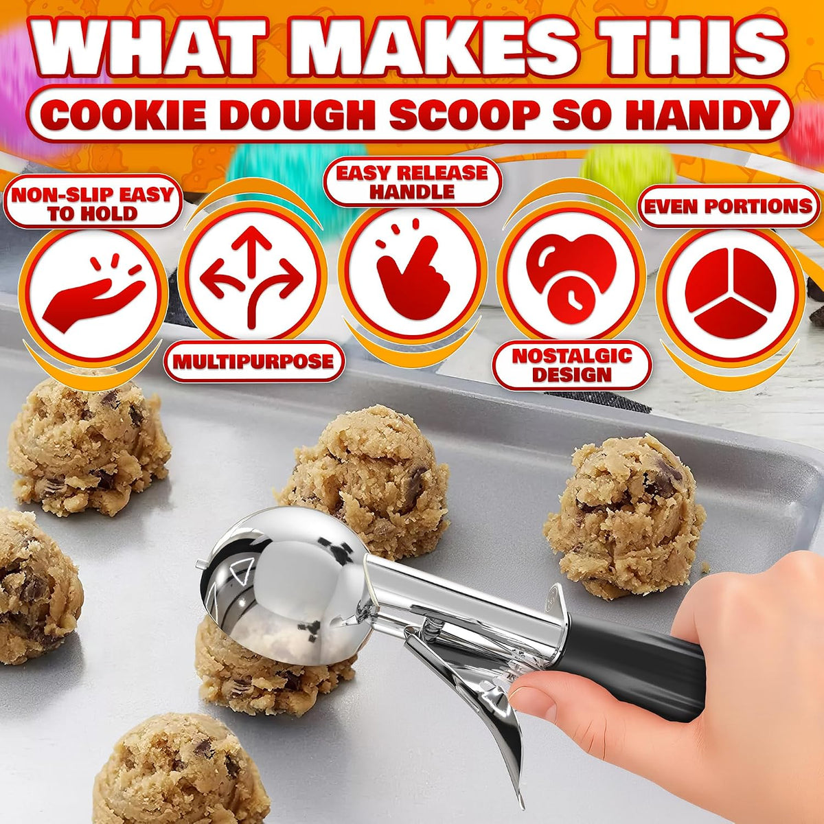 1 Oz Ice Cream Scoop with Trigger #30, Stainless Steel Portion Scoop