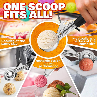 1 Oz Ice Cream Scoop with Trigger #30, Stainless Steel Portion Scoop