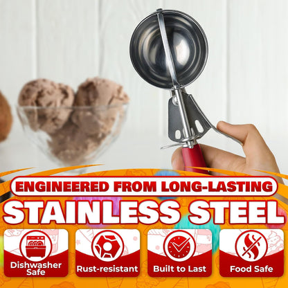 1 Oz Ice Cream Scoop with Trigger #30, Stainless Steel Portion Scoop