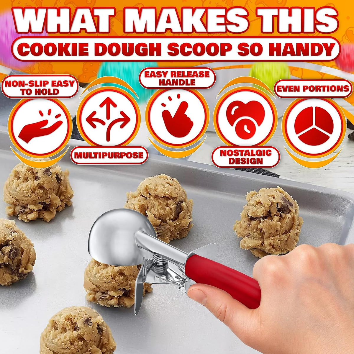 1 Oz Ice Cream Scoop with Trigger #30, Stainless Steel Portion Scoop