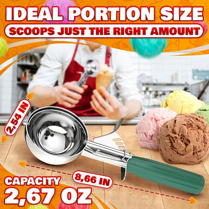 1 Oz Ice Cream Scoop with Trigger #30, Stainless Steel Portion Scoop