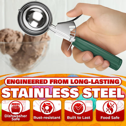 1 Oz Ice Cream Scoop with Trigger #30, Stainless Steel Portion Scoop