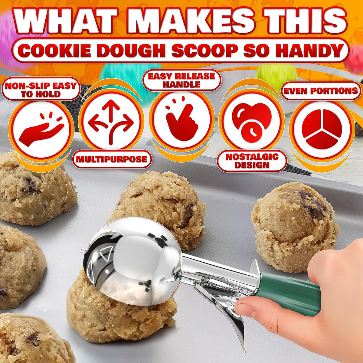 1 Oz Ice Cream Scoop with Trigger #30, Stainless Steel Portion Scoop