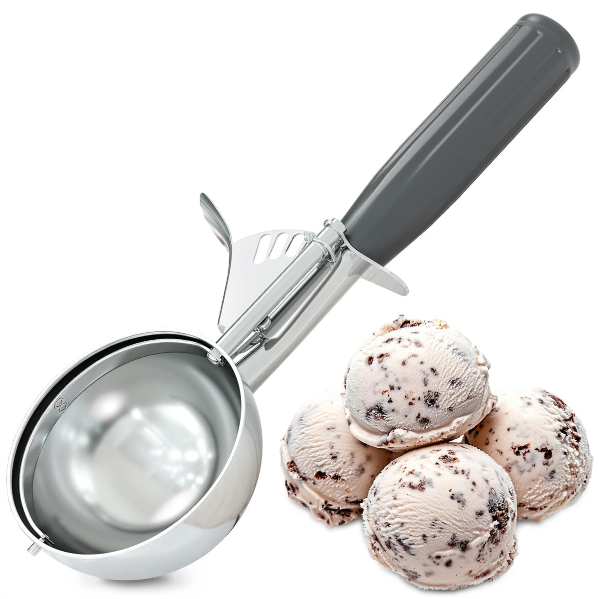 1 Oz Ice Cream Scoop with Trigger #30, Stainless Steel Portion Scoop