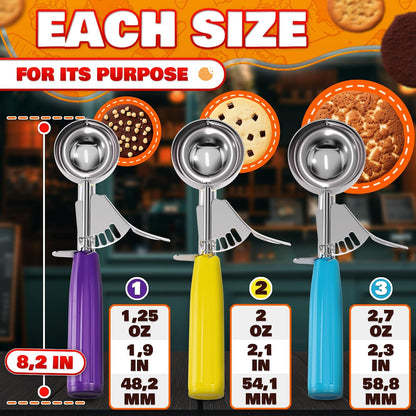 1 Oz Ice Cream Scoop with Trigger #30, Stainless Steel Portion Scoop