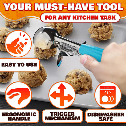 1 Oz Ice Cream Scoop with Trigger #30, Stainless Steel Portion Scoop