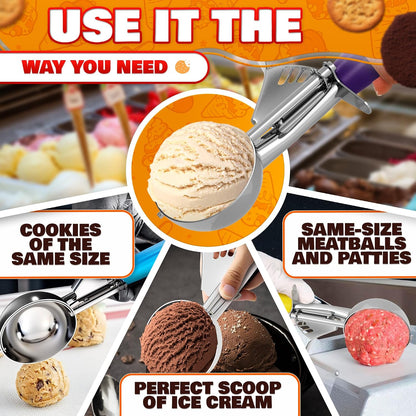 1 Oz Ice Cream Scoop with Trigger #30, Stainless Steel Portion Scoop