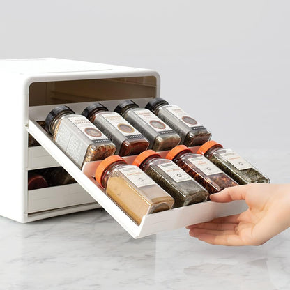 SpiceStack® Adjustable Spice Rack Organizer, Pull-Down 24-Bottle Seasonings and Spices Holder for Kitchen Cabinet and Pantry Organization with 104 Included Labels | Adjustable
