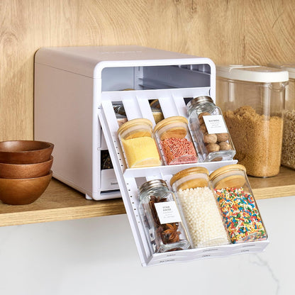SpiceStack® Adjustable Spice Rack Organizer, Pull-Down 24-Bottle Seasonings and Spices Holder for Kitchen Cabinet and Pantry Organization with 104 Included Labels | Adjustable