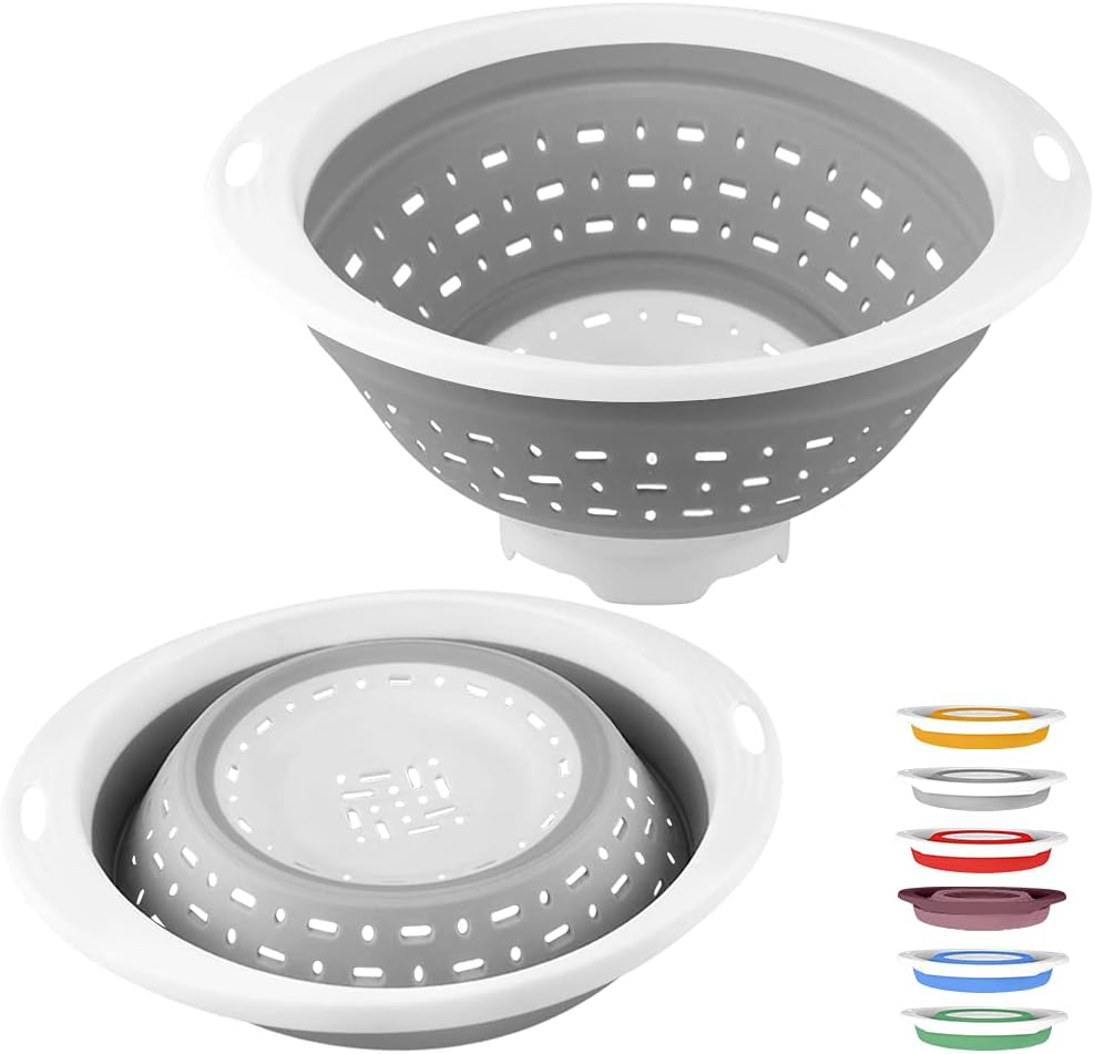 Collapsible Colander and Strainer, 5 Quart(1.25 gal), Heavy Duty Kitchen Drainer Basket for Pasta, Veggies and Fruits, New Home Apartment Essentials