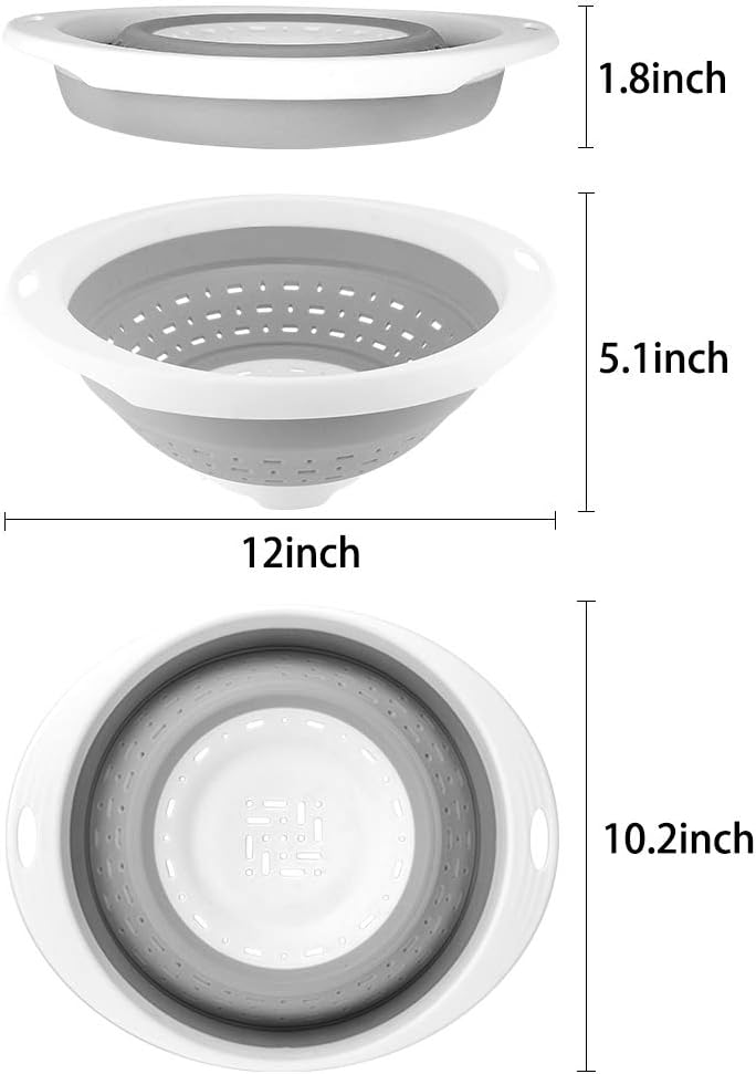 Collapsible Colander and Strainer, 5 Quart(1.25 gal), Heavy Duty Kitchen Drainer Basket for Pasta, Veggies and Fruits, New Home Apartment Essentials