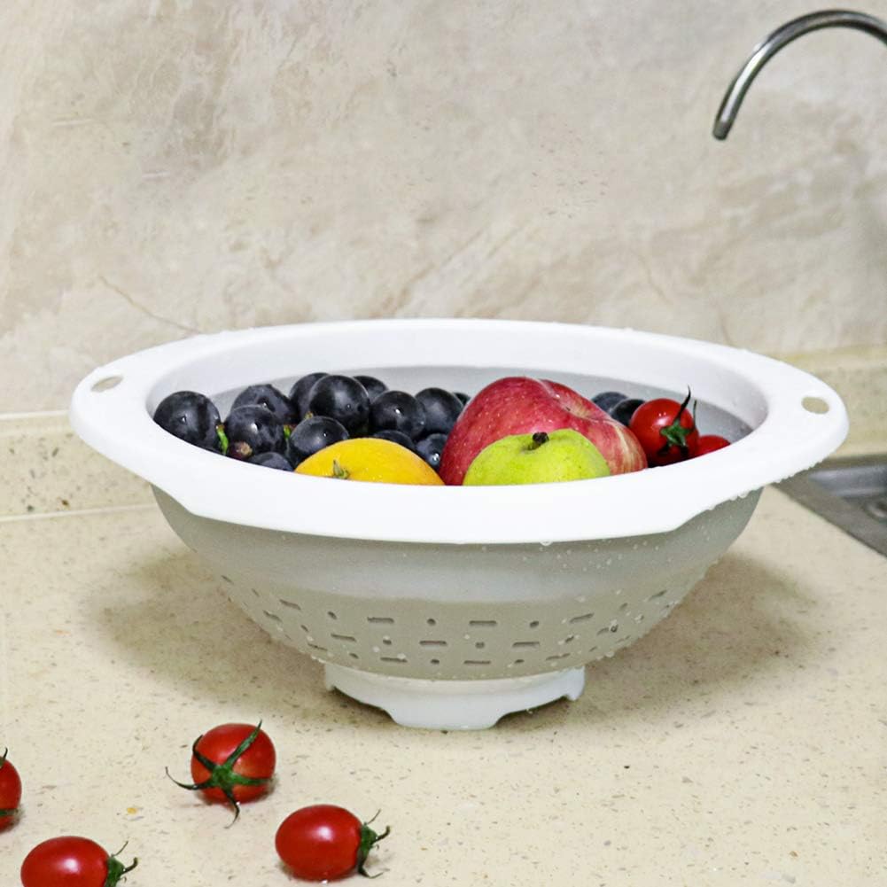 Collapsible Colander and Strainer, 5 Quart(1.25 gal), Heavy Duty Kitchen Drainer Basket for Pasta, Veggies and Fruits, New Home Apartment Essentials