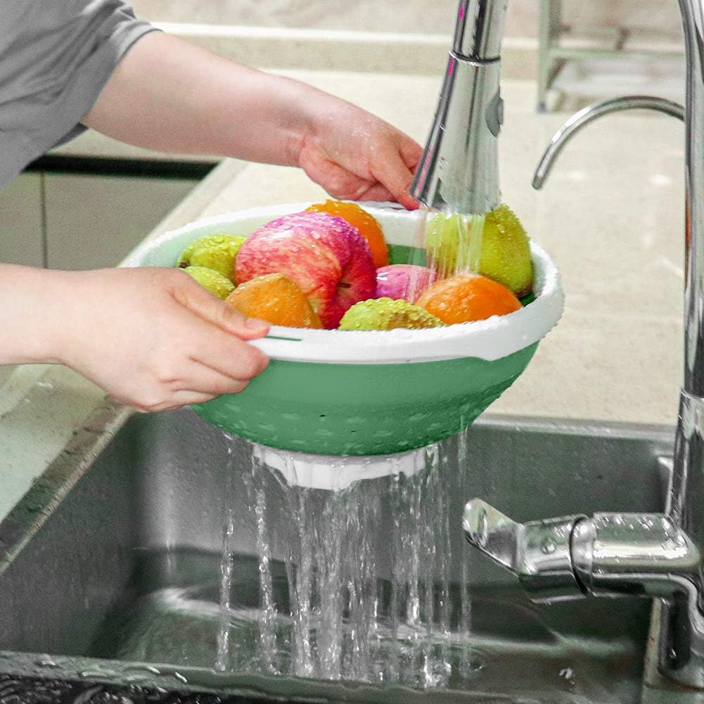 Collapsible Colander and Strainer, 5 Quart(1.25 gal), Heavy Duty Kitchen Drainer Basket for Pasta, Veggies and Fruits, New Home Apartment Essentials