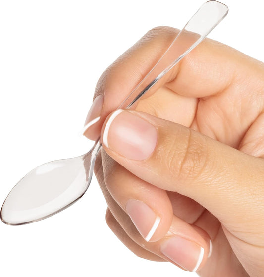 Mini Appetizer & Dessert Spoons - Clear Plastic Tasting Spoons Pack of 50 | Reusable Clear Plastic Tasting Spoons for Ice Cream, Dips & Sampling, BPA-Free Small Catering Supplies, 50CT 3.75"