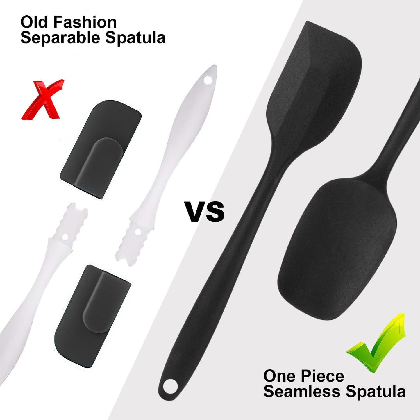 Silicone Spatulas Set, Rubber Spoon Spatula Heat Resistant Spoonula One Piece Design Seamless Spatula Non-Stick Scrapers Baking Mixing Tool (Purple)