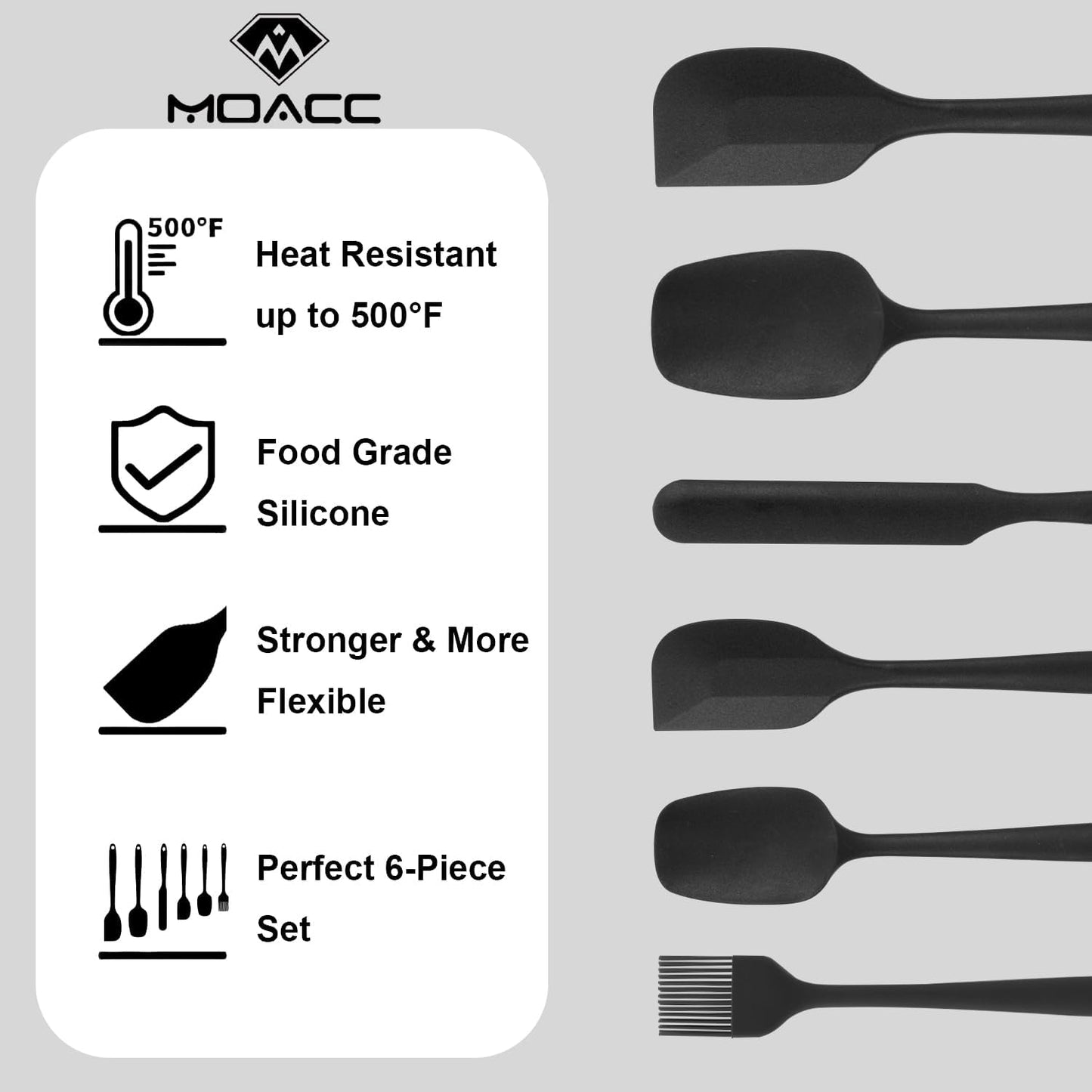 Silicone Spatulas Set, Rubber Spoon Spatula Heat Resistant Spoonula One Piece Design Seamless Spatula Non-Stick Scrapers Baking Mixing Tool (Purple)