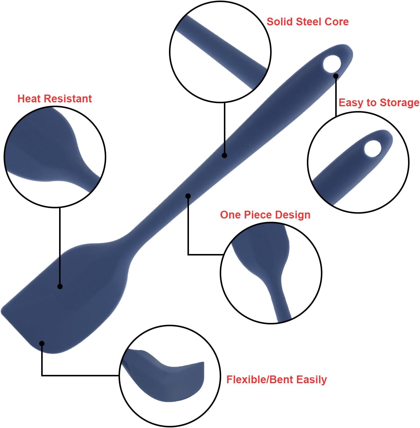 Silicone Spatulas Set, Rubber Spoon Spatula Heat Resistant Spoonula One Piece Design Seamless Spatula Non-Stick Scrapers Baking Mixing Tool (Purple)