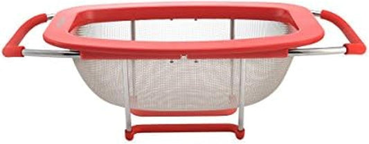 5216427 Professional Stainless Steel Expandable Over-The-Sink Colander/Strainer, Red