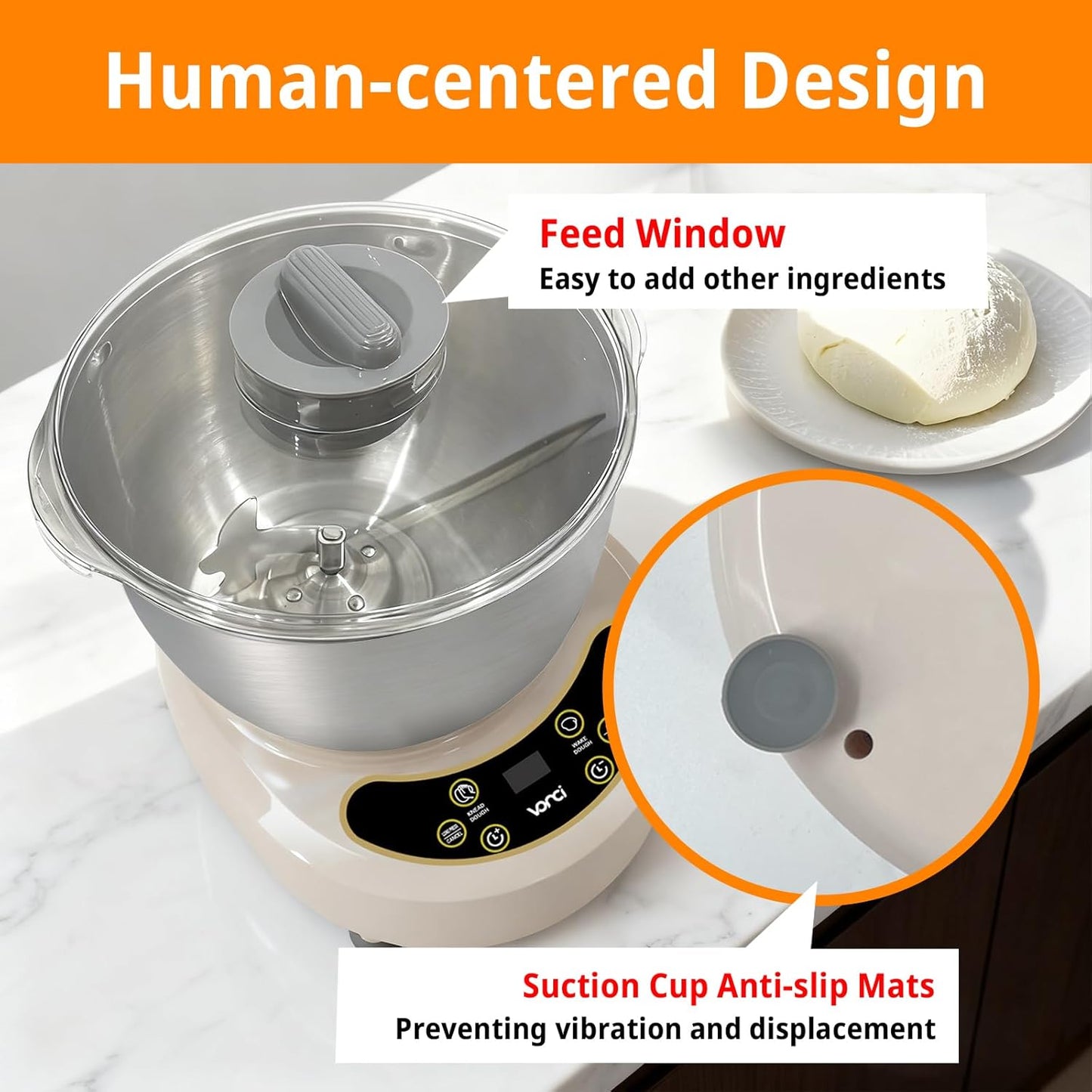 Electric Dough Maker with Ferment Function,7.3QT (7L) Stainless Steel Dough Mixer Dough Mixer Machine with Fermentation & Timer for Bread, Pizza, Dumplings, Noodles.