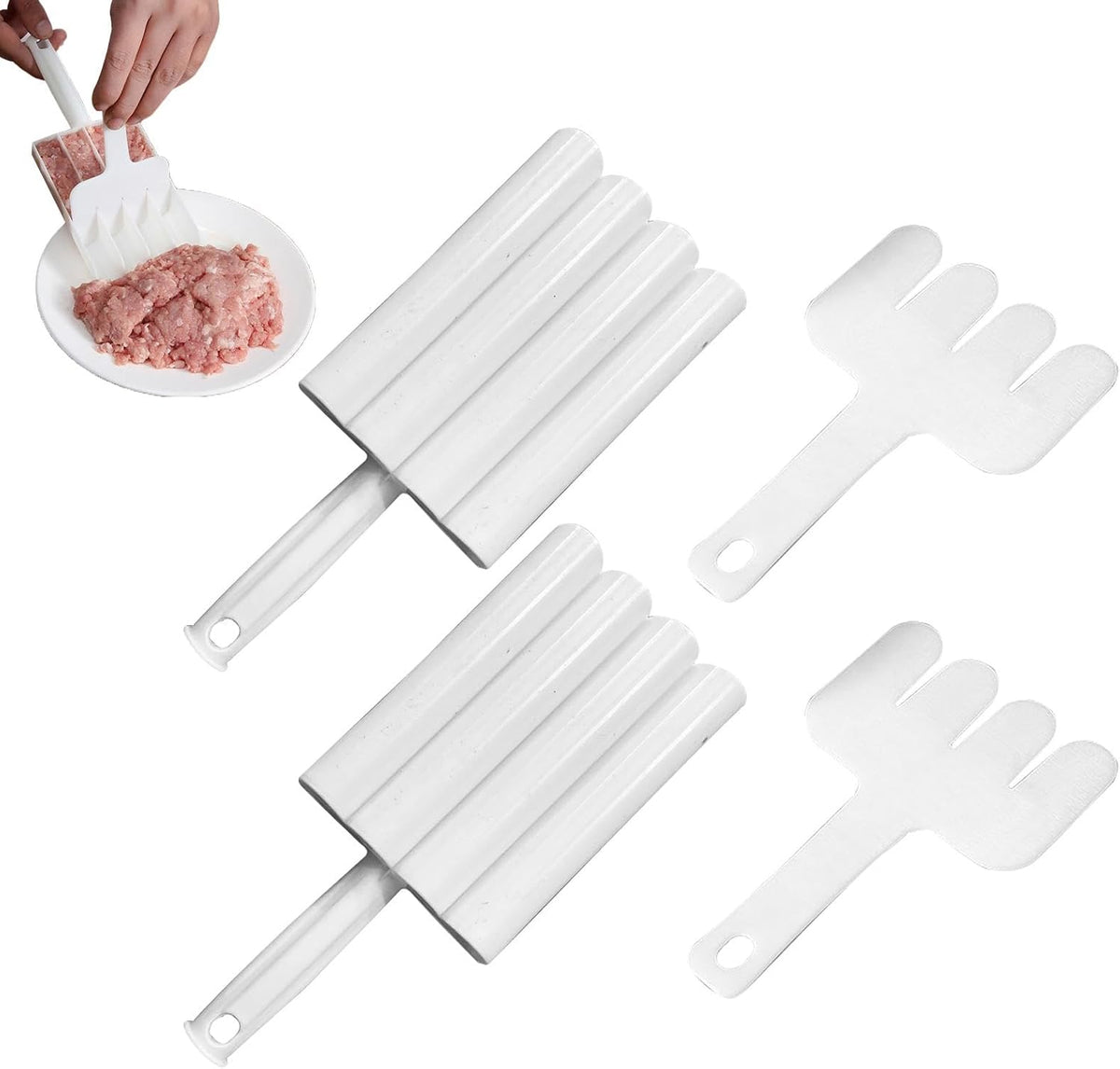 2 Pcs White Creative Kitchen Triple Meatball Maker, DIY Meatball Making Tools Set, Non-Stick Meat ball Maker for Meatballs Lovers Melon Ballers Fruit and Vegetable Tools (COLOR:White)