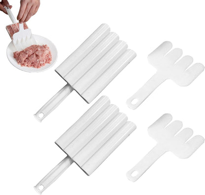 2 Pcs White Creative Kitchen Triple Meatball Maker, DIY Meatball Making Tools Set, Non-Stick Meat ball Maker for Meatballs Lovers Melon Ballers Fruit and Vegetable Tools (COLOR:White)